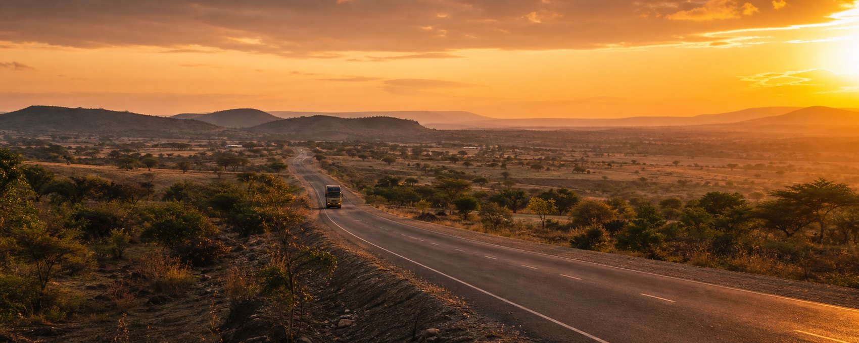 The Tanzanian landscape at sunset